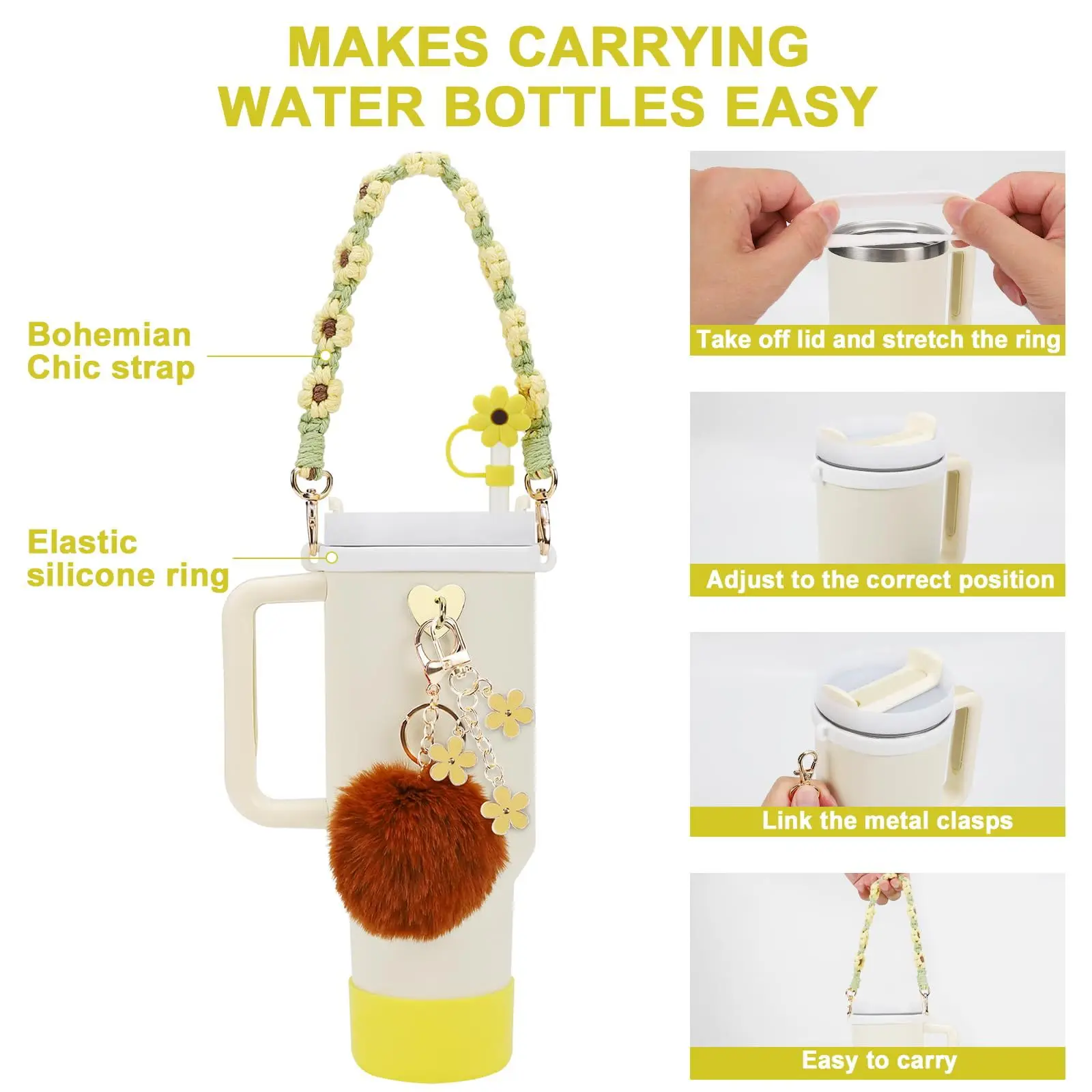 7 قطعة غطاء من القش مخصص لملحقات كأس ستانلي حقيبة حمل قبعات من القش غطاء كوب واقي من الغبار الديكور الغطاء السفلي