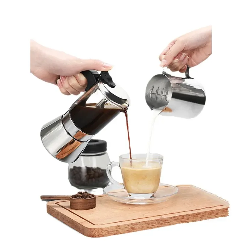 

Leggerolusso Mocha Pot Household Coffee Maker Utensils Hand Grinding Coffee Machine Stainless Steel Concentrator Extraction Pot