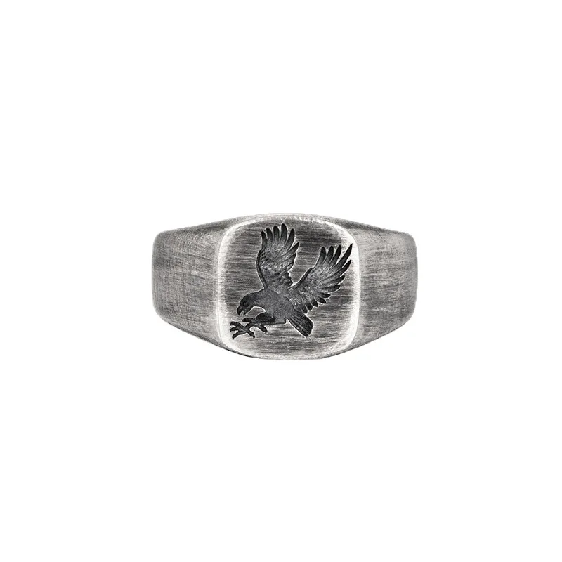 Personality Eagle Pattern Ring Male Index Finger Accessories Open Size Trendy 925 Sterling Silver Ring For Boyfriend Gift