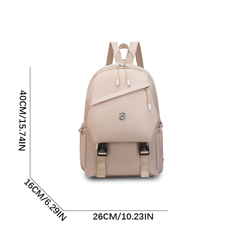 Waterproof Nylon Backpack for Women Simple Solid Color Bookbag Travel Backpack for Student Girls