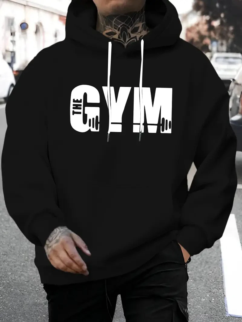 

Hot selling new men's autumn gym muscle training letter print comfortable and soft hooded sweatshirt outdoor casual sportswear