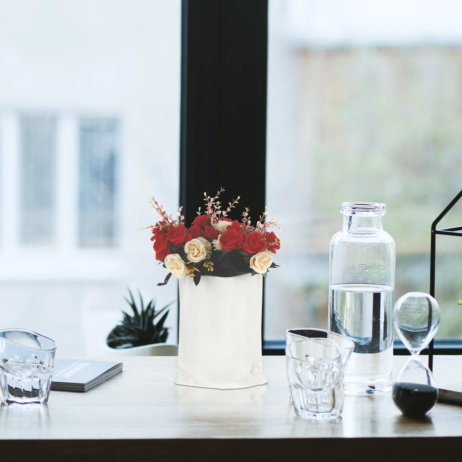 

Craft Flower Vase Decor Fine Workmanship Stable Base Beautiful Adornment Storage Container Ceramics Craft Vase