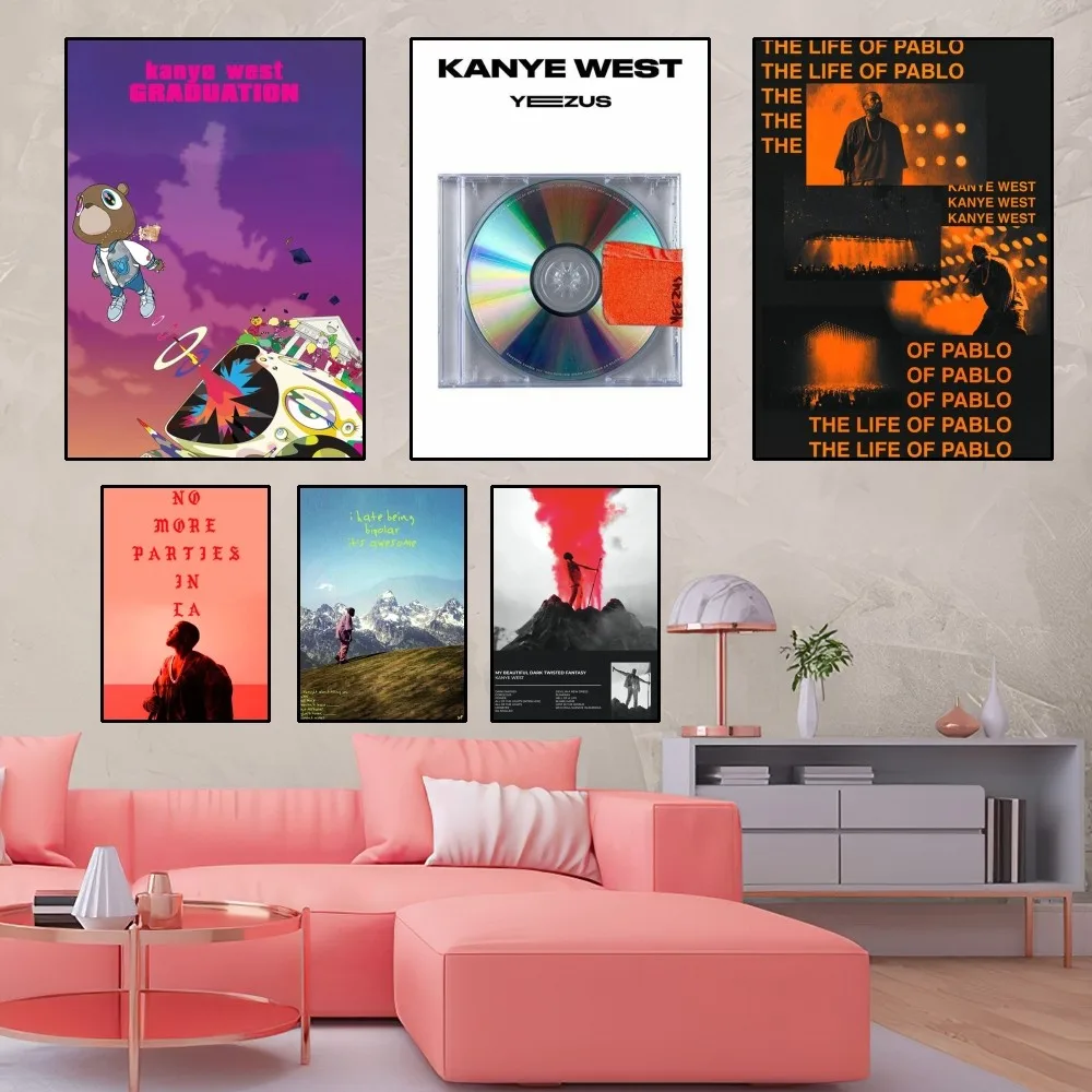 Kanye West Hot Singer Poster Home Room Decor Livingroom Bedroom Aesthetic Art Wall Painting Stickers