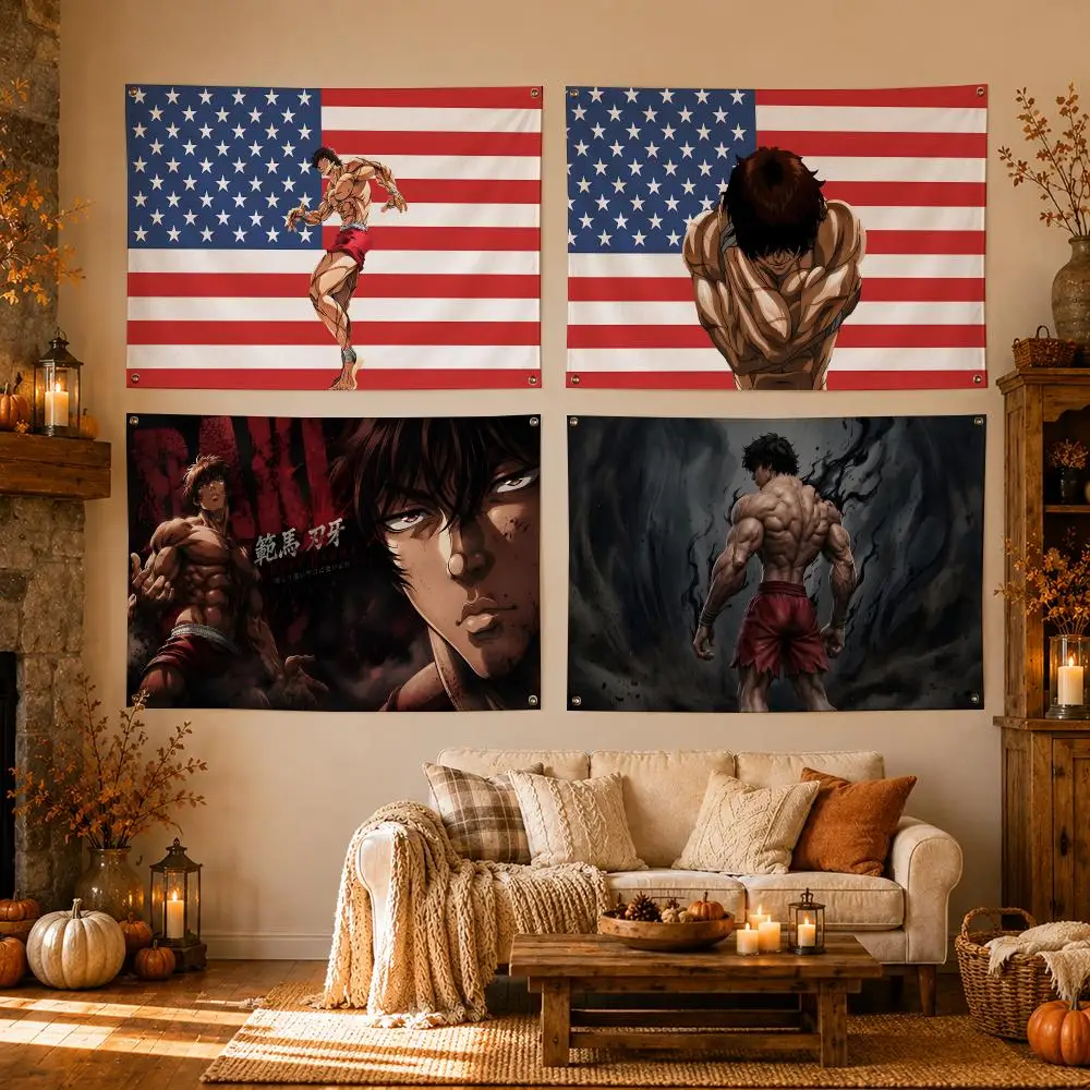 Anime Baki the Grappler Flags Flags for Room, Bedroom, Home, Outdoor, Wall Hanging, Concert Print, Art Banner