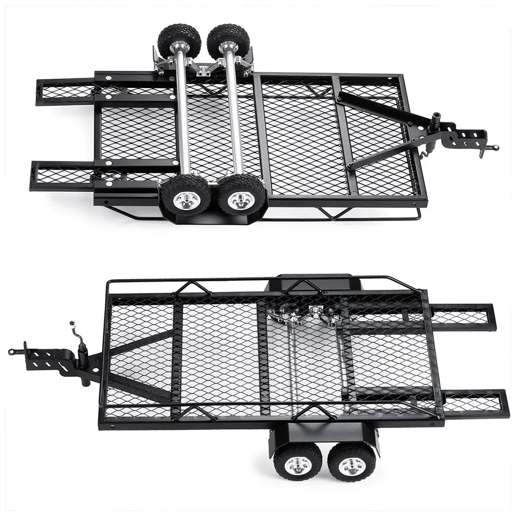 Metal 1/24 Metal Trailer Exquisite Workmanship Rc Metal Trailer For Axial FMS TRX4M SCX24 FCX24 RC Car Part Black