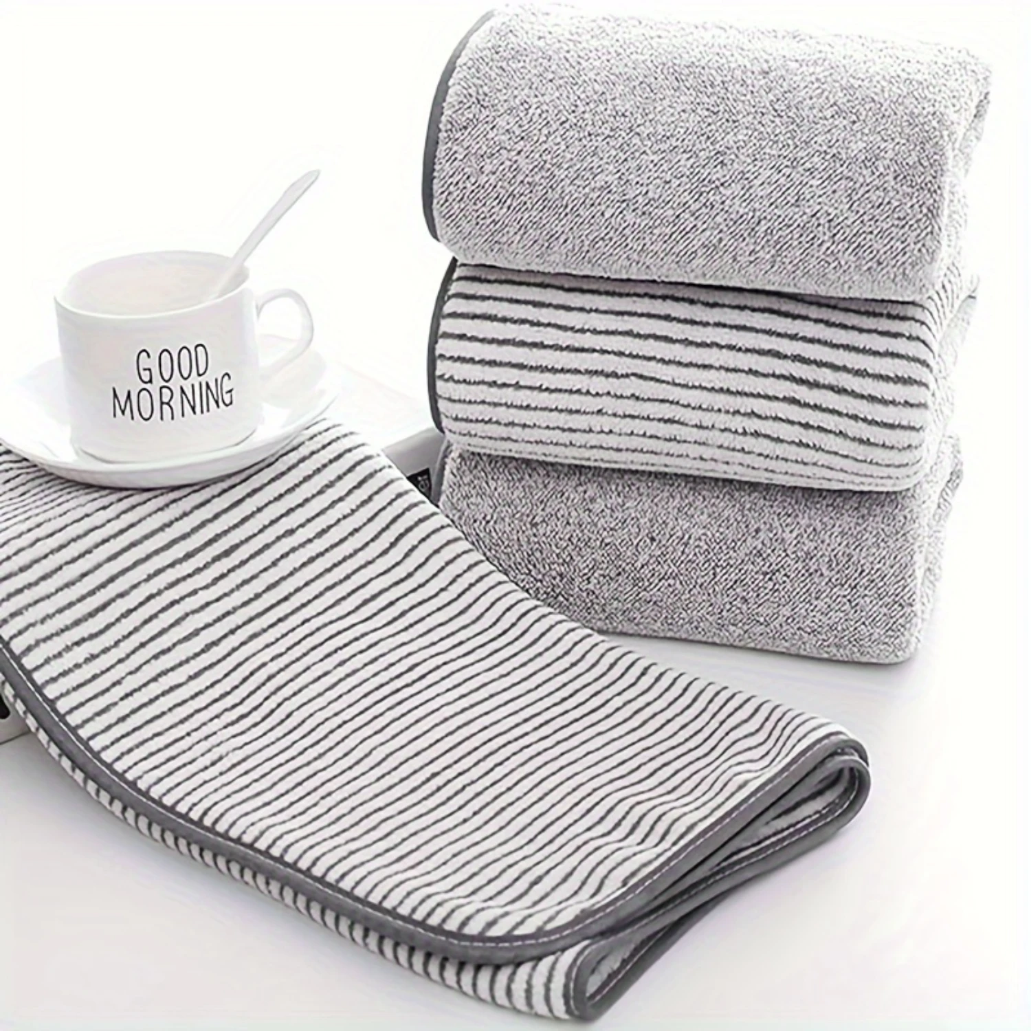 

Bamboo Microfiber Bath Towels Set - Super Absorbent & Quick-Dry Towels for Body, Gym, Hotel, Office, Travel (Grey)