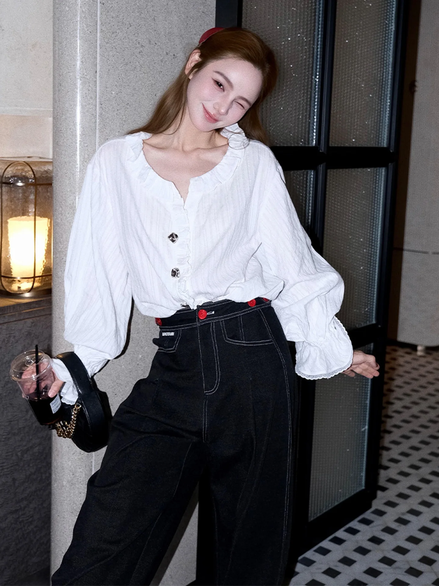 

Модный женский топ в стиле Хепберн, длинный рукав, осенний, новый дизайн, уникальный, из дерева, абсолютно красивый