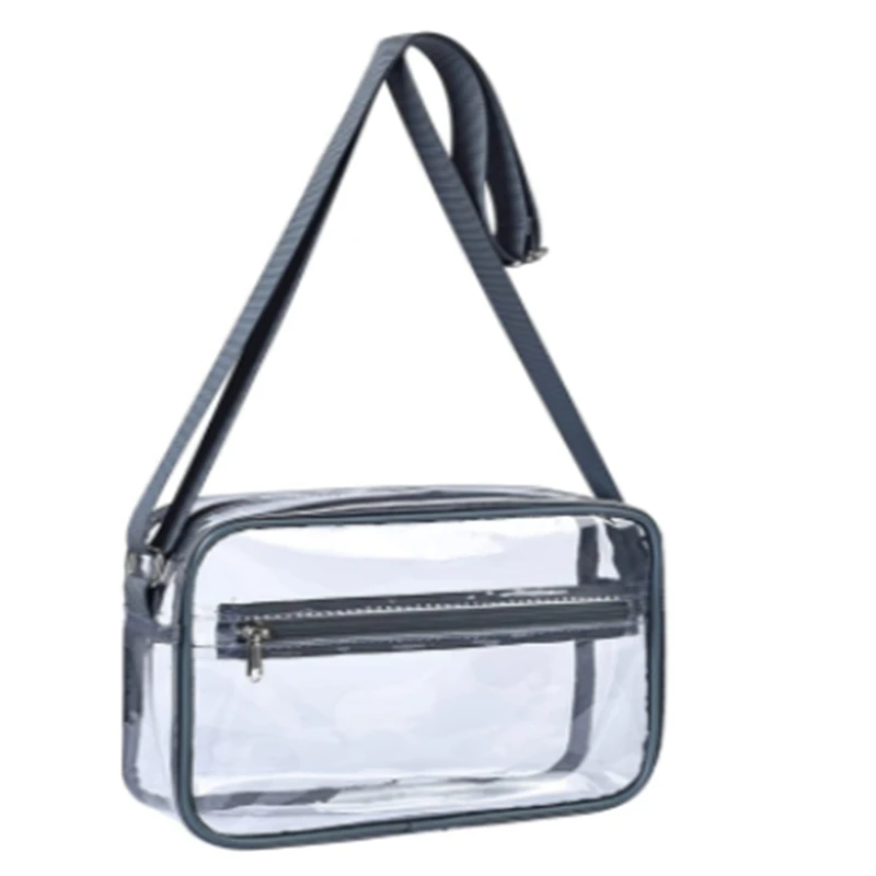 Women Clear Shoulder Bag Solid Color Transparent Purse Female Simple Crossbody Bags With Front Pocket Casual Handbag For Ladies