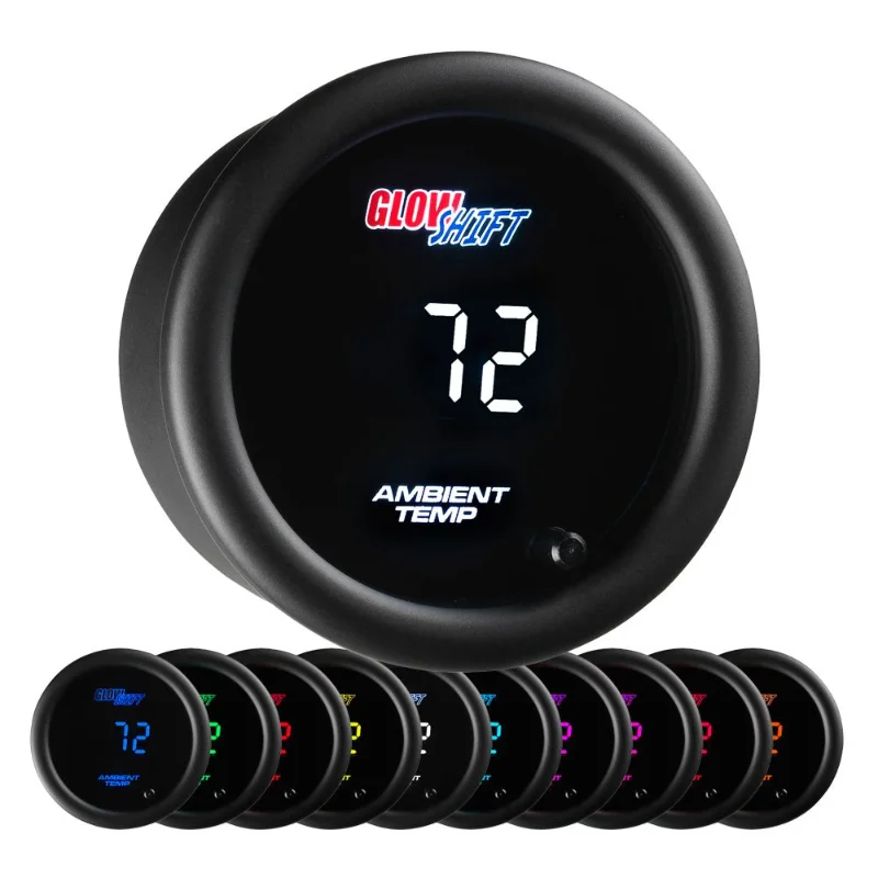 

GlowShift 10 Color Digital Air Temperature Gauge Kit - Reads Outside Air Temp from-40-200 Degrees F-Tinted Lens - 2-1/16" (52mm)
