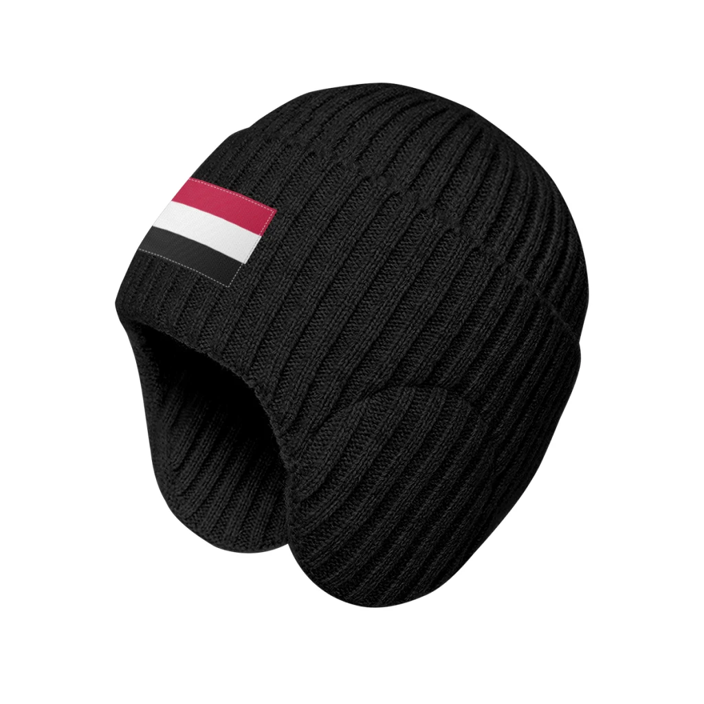 Yemen Flag Outdoor Men Winter Knitted Hat Plush Warmth Peaked Cap Earmuff Casual Fashion Bomber Cycling Ear Protection