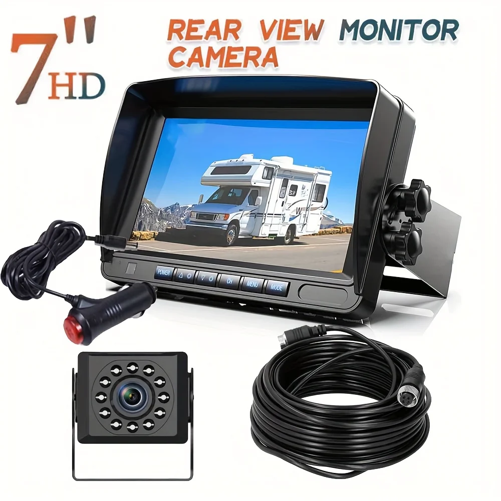 

RV Backup Camera Plug and Play No Delays 17.78cm HD Rear View Camera with 12LED IR Night Vision Reverse Camera for Truck Trailer