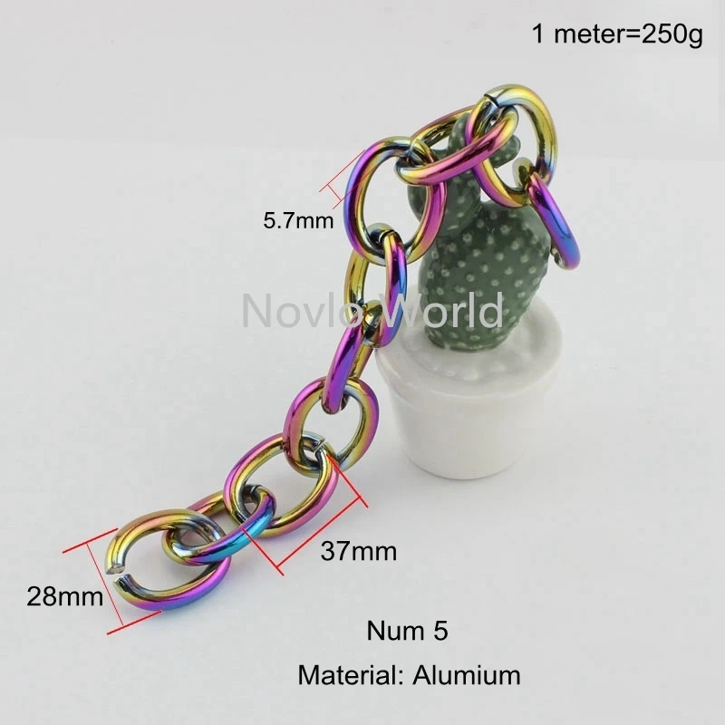 1-5 Meters  NEW Fashion 5 Kinds of Rainbow Aluminous Light Weight Obag Chain Bags Purses Strap Accessory Chains,Factory Direct