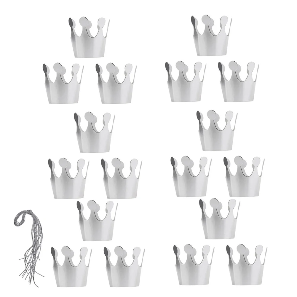 

20 Pcs Baby Bonnet Birthday Hat Party Hats for Kids Paper Crowns Adults Silver Gift Shower Photo Prop Toddler