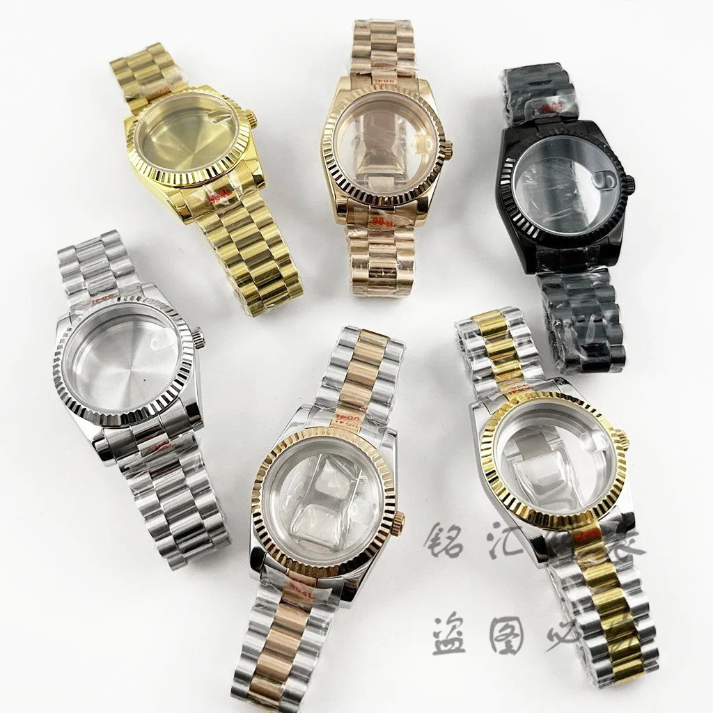 

Высокое качество рифленый изогнутый президентский браслет 36 мм/40 мм сапфировый корпус для часов SKX для NH34 NH35 NH36 NH38 NH70 ETA2824 механизм