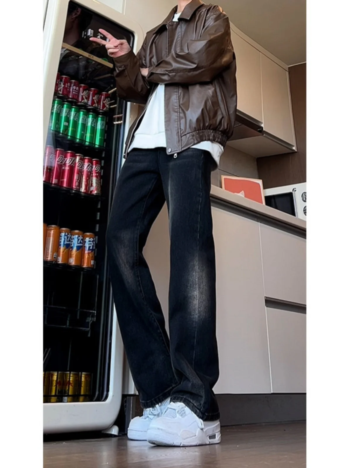 

Bla Straight Leg Men's Jeans Spring Autumn Wear Resistant Micro Stretch CleanFit Pants Mild Waed out Vintage Long Trousers
