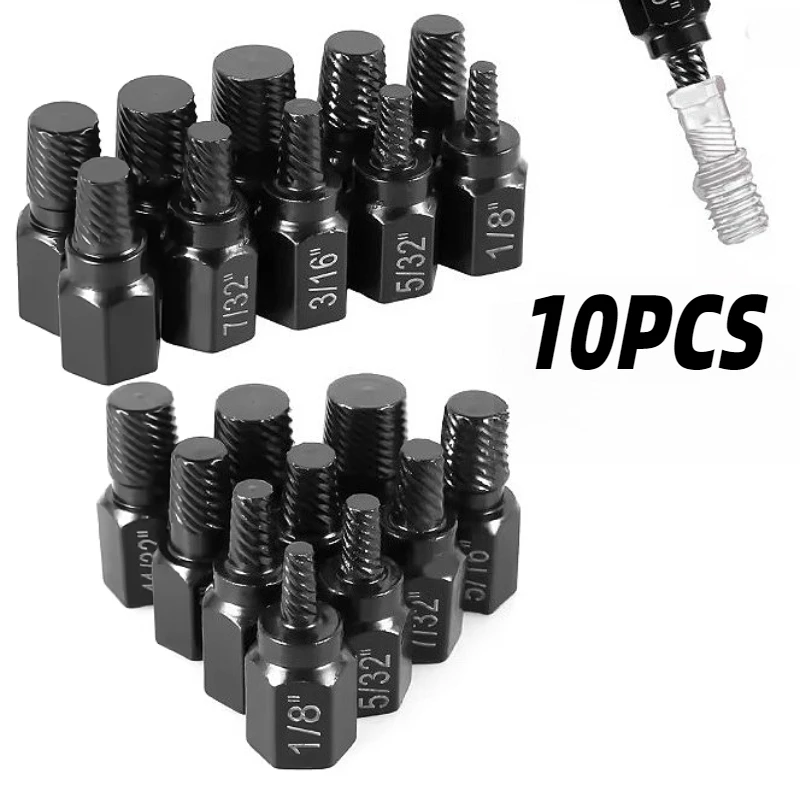 

10 шт., набор экстракторов для винтов, легированная сталь, съемник поврежденных винтов, металлический набор, легко наряды, сверла, шпилька, многожильный экстрактор для винтов