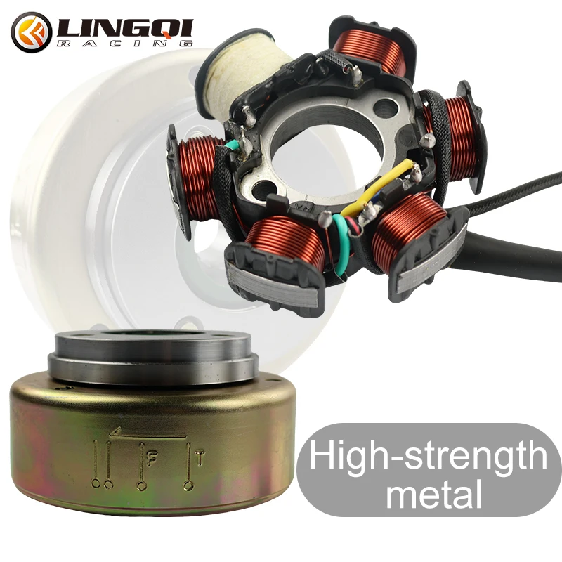 LINGQI Motorcycle Spare Engine Parts Magneto Stator Coil With Flywheel Rotor For GY6 50cc Generator Dirt Bike Accessories view 5
