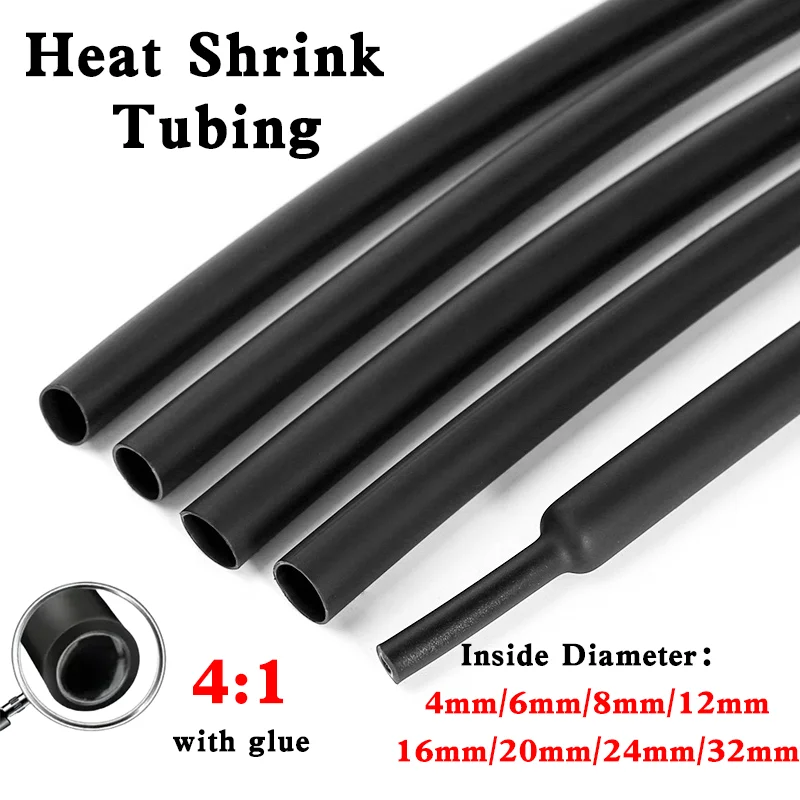 3/5/8/10m 1.6mm-50mm Tubing Adhesive Lined Dual Wall Heatshrink Shrinkable Shrink Wrap Wire Cable Sleeve Kit