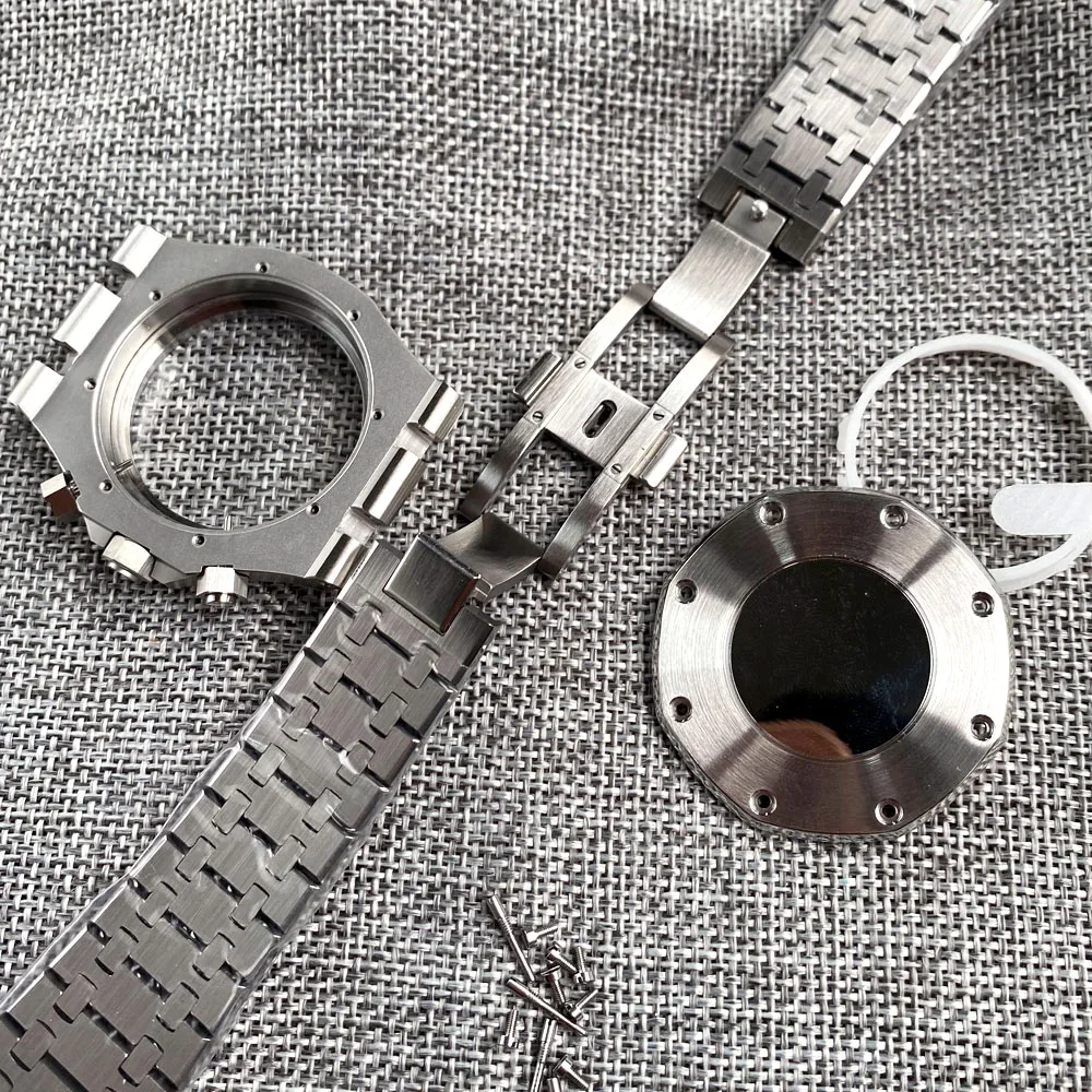 Piezas de repuesto para reloj de cuarzo VK63 VK64, caja de reloj de 42mm, esfera de cuarzo de cristal de zafiro, pulsera de acero manual