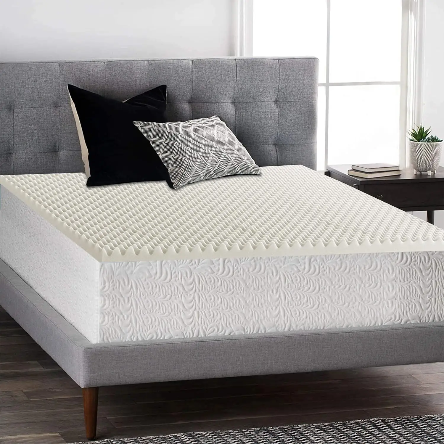 

2-Inch Convoluted Egg Shell Bedding Mattr Padding | Breathable Foam Topper For Beds, Comfy And Relaxing Pads Providing Fast