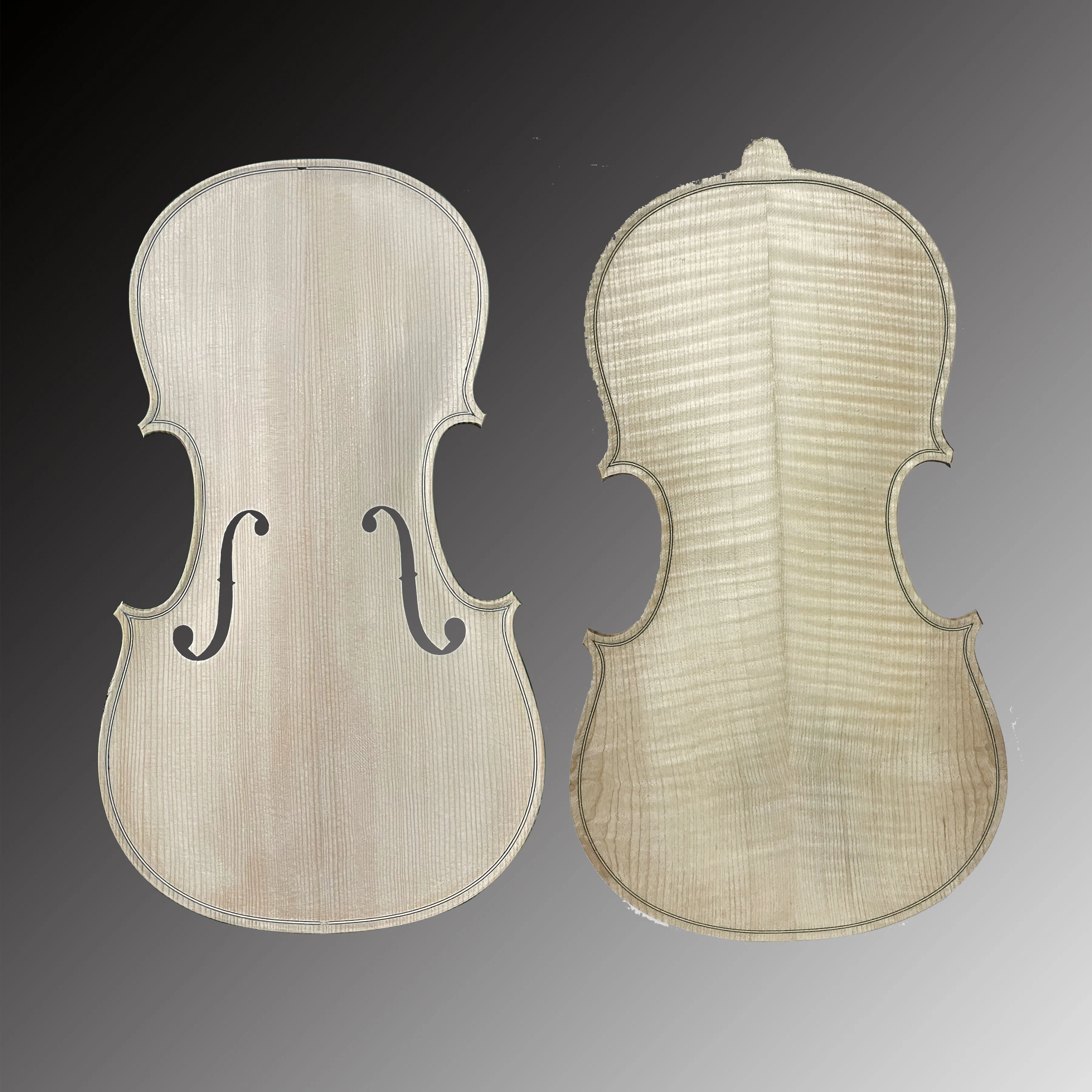 Handcraft Unfished Fiddle Violin Spruce Front Panel, Topboard Backplate, Made of Maple, 3/4, 4/4