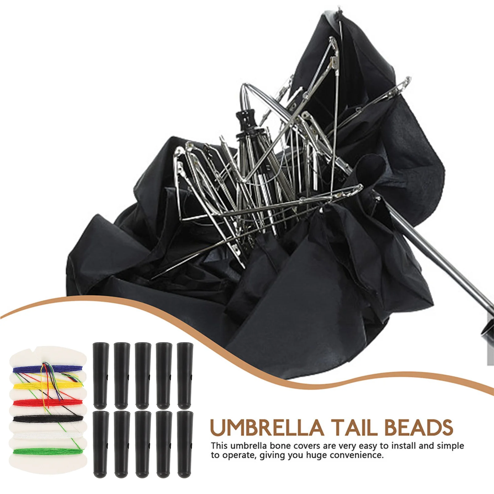 10 قطعة أغطية العظام البلاستيك استبدال الذيل الخرز لمظلة قابلة للطي إصلاح مظلة المطر اكسسوارات ظلة أجزاء #4