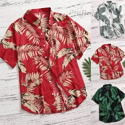 Oversized Mens Hawaiian Shirt Fashion Casual Button Hawaii Print Beach Short Sleeve Quick Dry Top Blouse S-5XL рубашка мужская