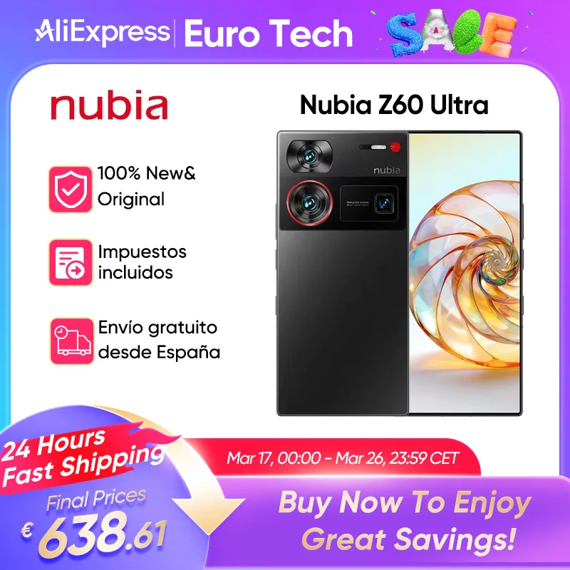 Nubia Z60 Ultra Global Versione 64MP Principale 6.8'' 5G Telefono Snapdragon 8Gen 3 NFC 6000mAh
