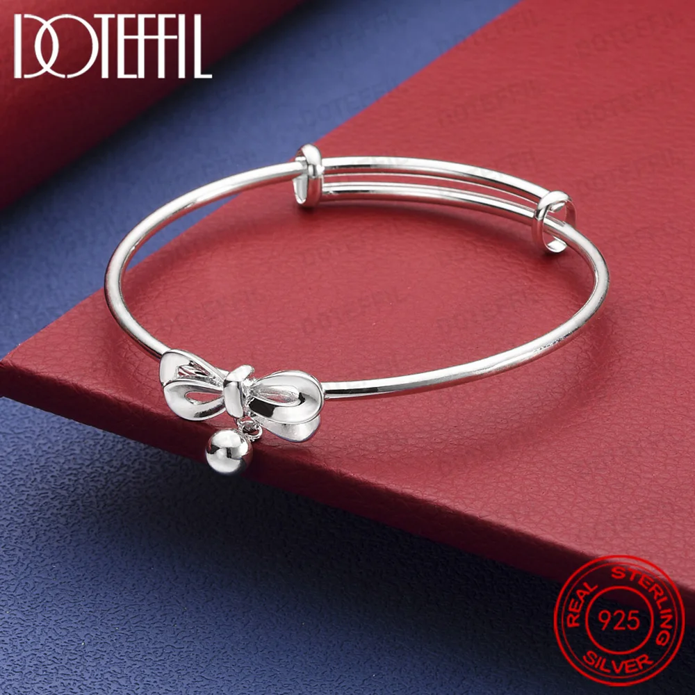 Armreif aus 925er-Sterlingsilber mit Schleife und Perlen für Damen, Hochzeit, Party, Schmuckzubehör