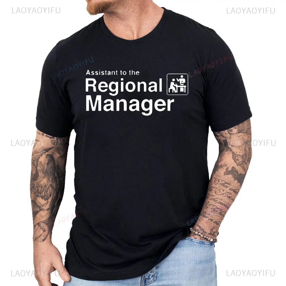 Funny Office T-shirt Assistant To The Regional Manager Graphic T Shirts Hipster Streetwear Short Sleeve Male Cotton Tee Tops