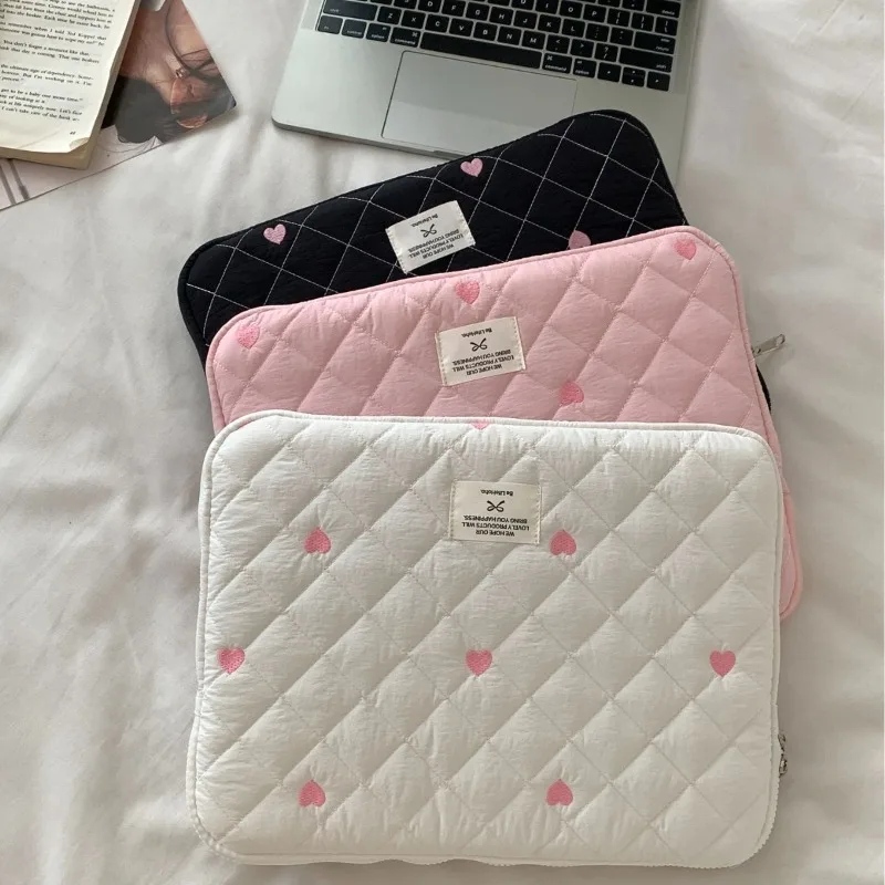 Tablet Computer Bag Storage Cute Rhombus Embroidered Love 11/13/15 Inch Notebook Storage Bag