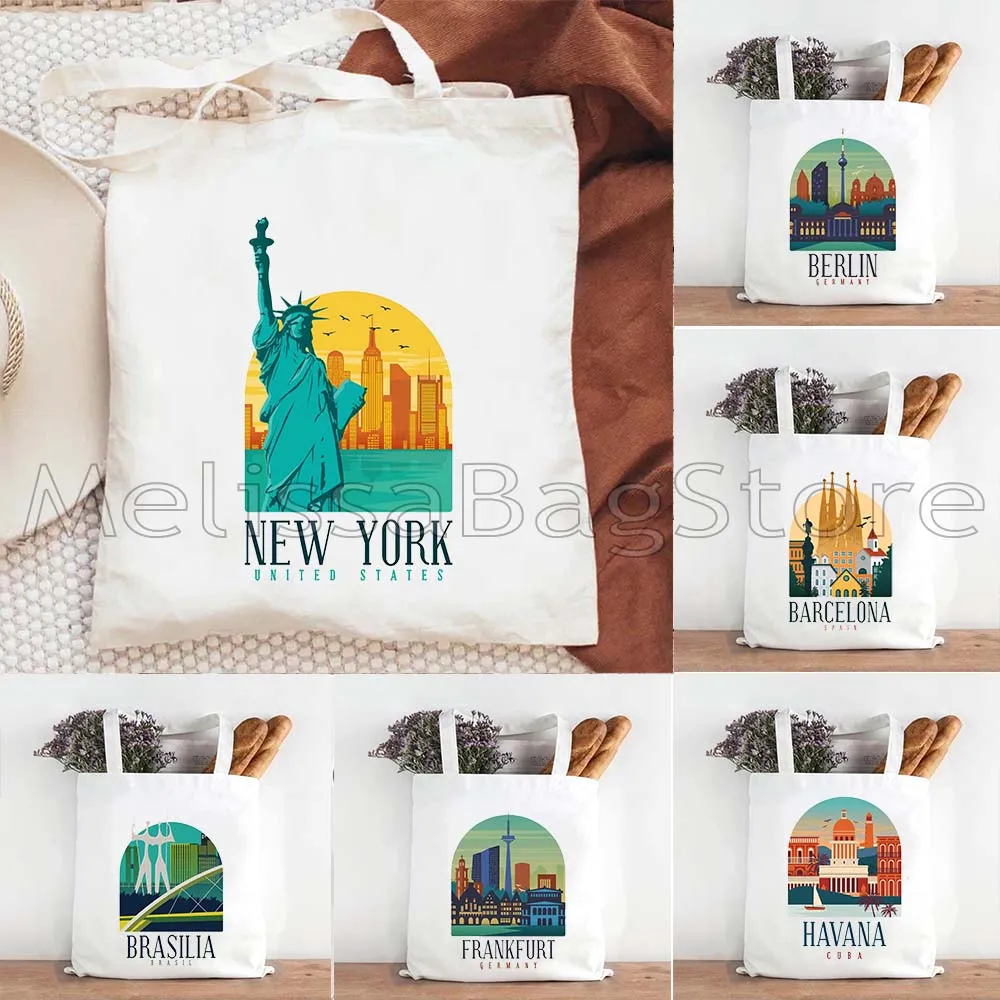 Brasilia Frankfurt Hamburg Havana London Mexico Miami New York Paris Rijeka Rome Split Tokyo Venice Zagreb Cute Tote Bag Handbag