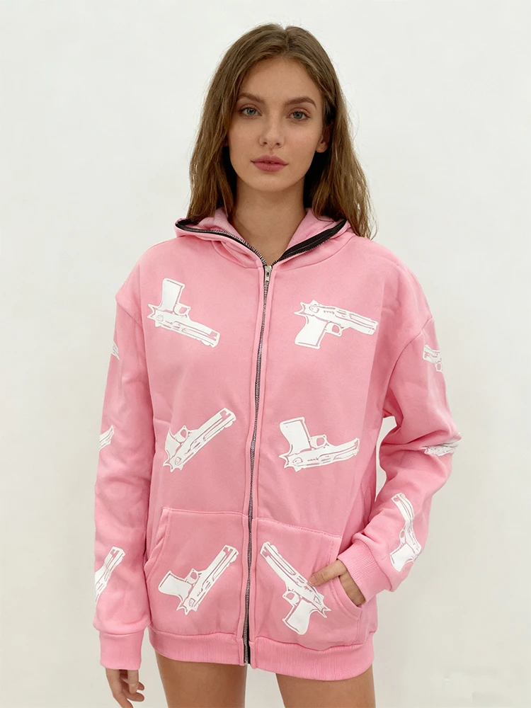

Ladies' autumn and winter season zipper hoodie Gothic Harajuku punk style hoodie street hip-hop trend top Y2k clothing