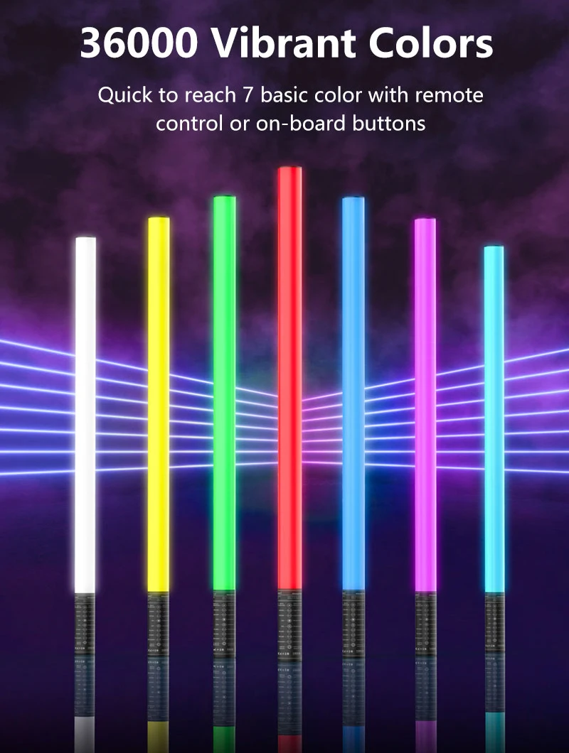 

LUXCEO Mood1S 85 120cm LED RGB Video Light Photography Tube Colorful Atmosphere Lights Lamp for TikTok Vlog Room Party Bar Decor