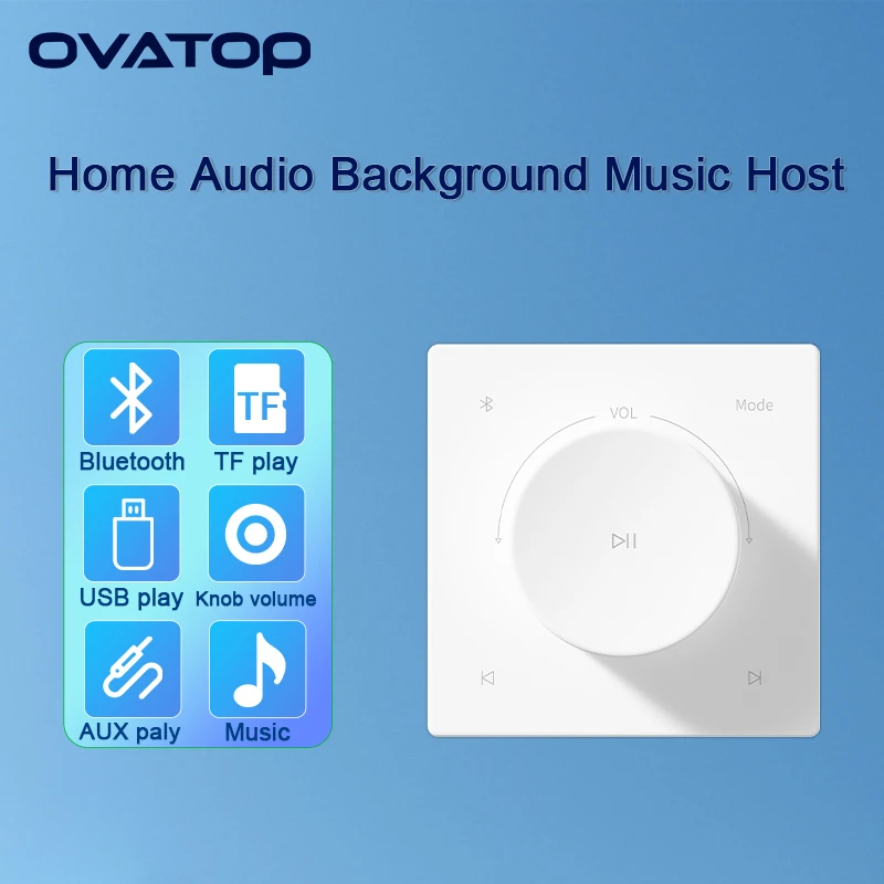 

Bluetooths Wall Amplifier Wall Mounted Key Touch Music Player Smart Home Audio System for Bedroom Kitchen with ceiling speakers