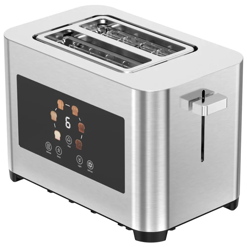 

Smart LCD Display Toaster Machine With Pop-up Function Fast Heating Stainless Steel Touch Screen 2 Slice Bread Toaster