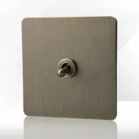 Toma de interruptor de luz de palanca de pared con Panel de Metal Retro europeo, enchufe alemán 16A de acero inoxidable antiguo bronceado con carga de teléfono USB