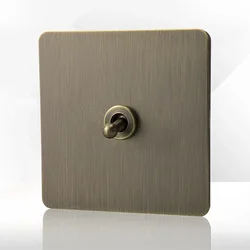 Retro Eu Metal Panel Wall Toggle Light Switch Socket,Bronzed Antique Stainless Steel German 16A Socket with USB Phone Charging