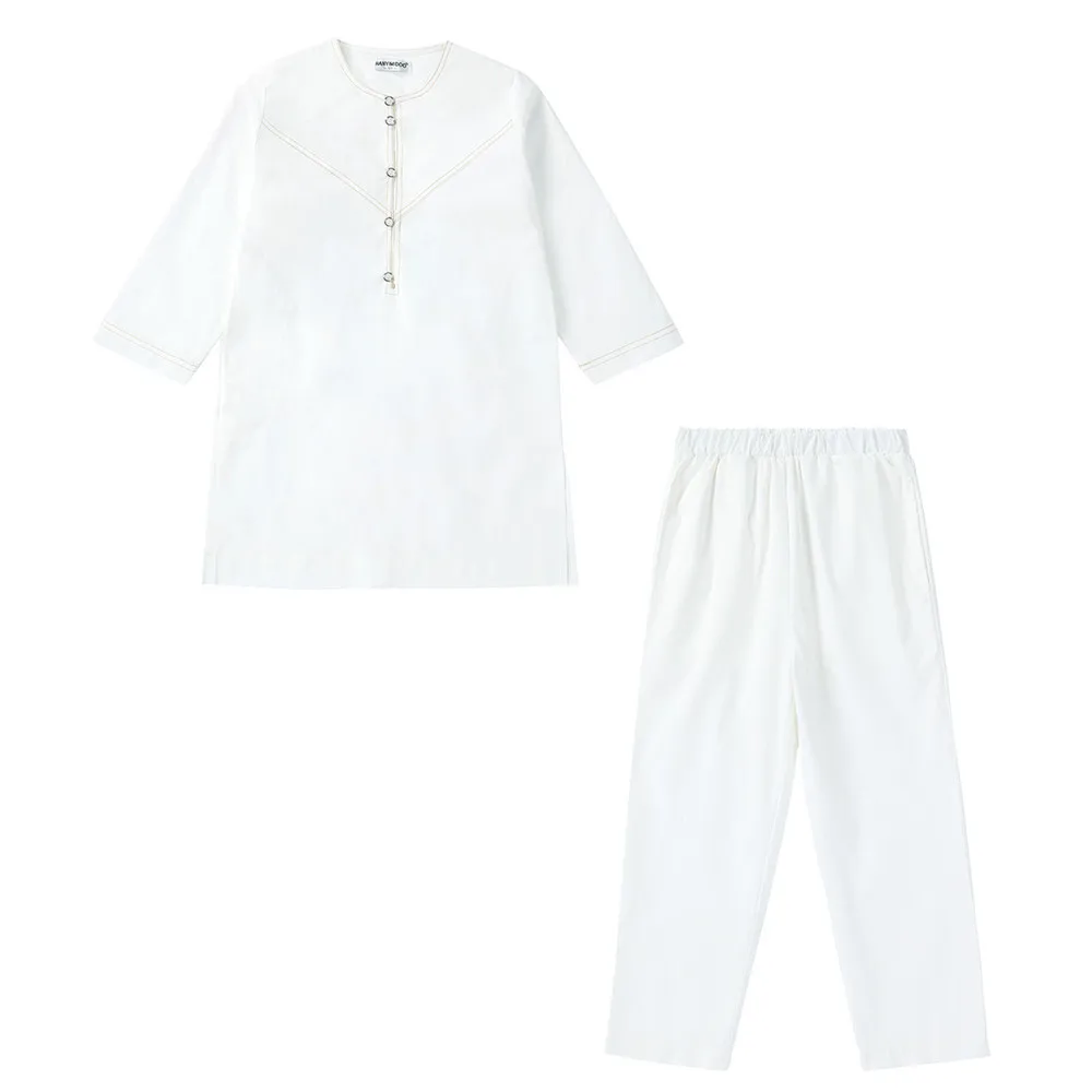 Niños musulmanes niños Jubba Thobe Arabia Saudita bata 2 piezas conjunto Tops pantalones Dubai Turquía Abaya vestido Kaftan Ramadán Djellaba Dishdasha