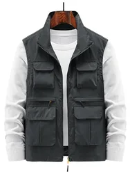New 2024 Men's Outdoor Sports Mountaineering Jogging Travel Cross-Country Military Multi-Pocket Casual Vest Trendy