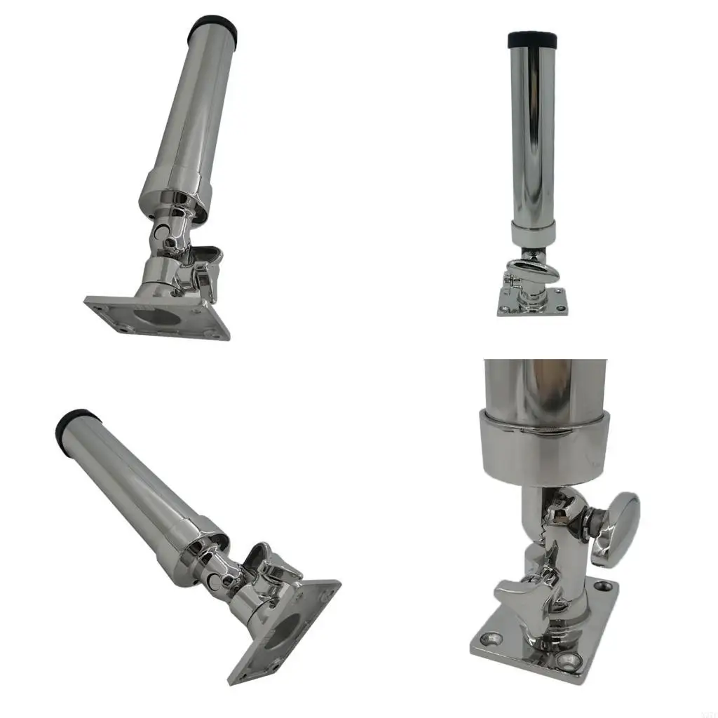 Stainless Steel Boat Fishing Rod Rack for Deck Placement, Adjustable Rod Rest with Square Mount Base for Marine Waiting and Deck