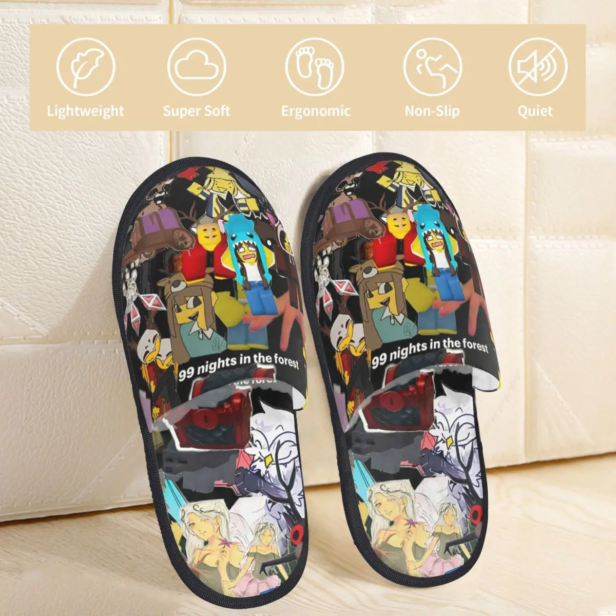 شبشب منزل 99 ليلاً في الغابات، ألعاب فيديو مضادة للانزلاق، شرائح إسفنجية مريحة في الأماكن المغلقة #5