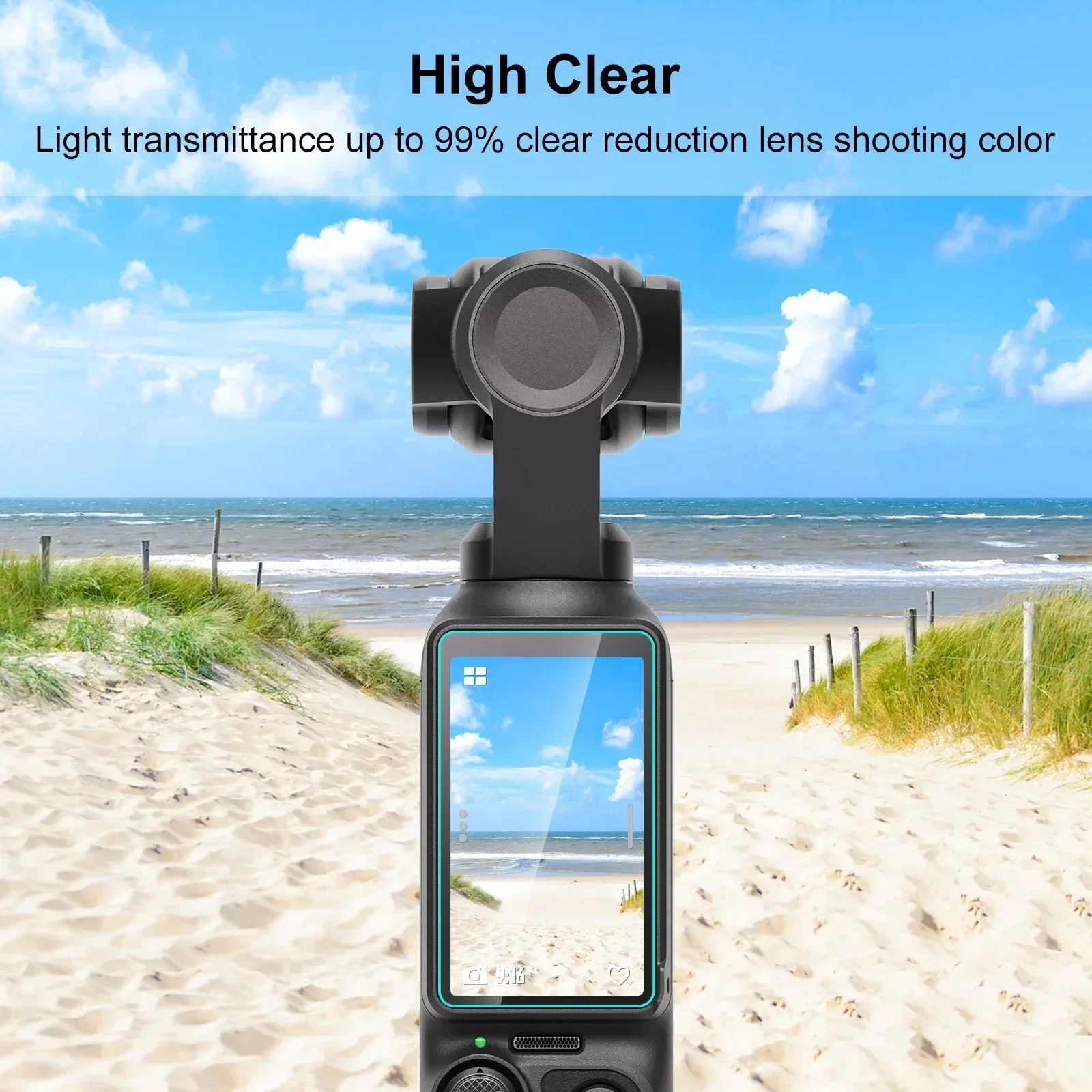 For DJI For Pocket 3 9H 2.5D HD Tempered Glass Lens Protector + Screen Film Tempered Glass Film