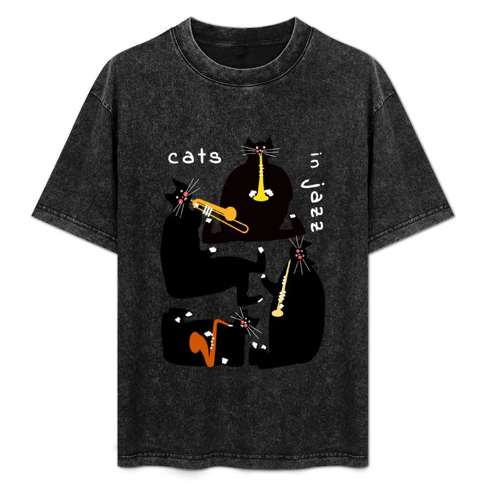 

Cats in Jazz T-Shirt customizeds anime clothes t shirt for men