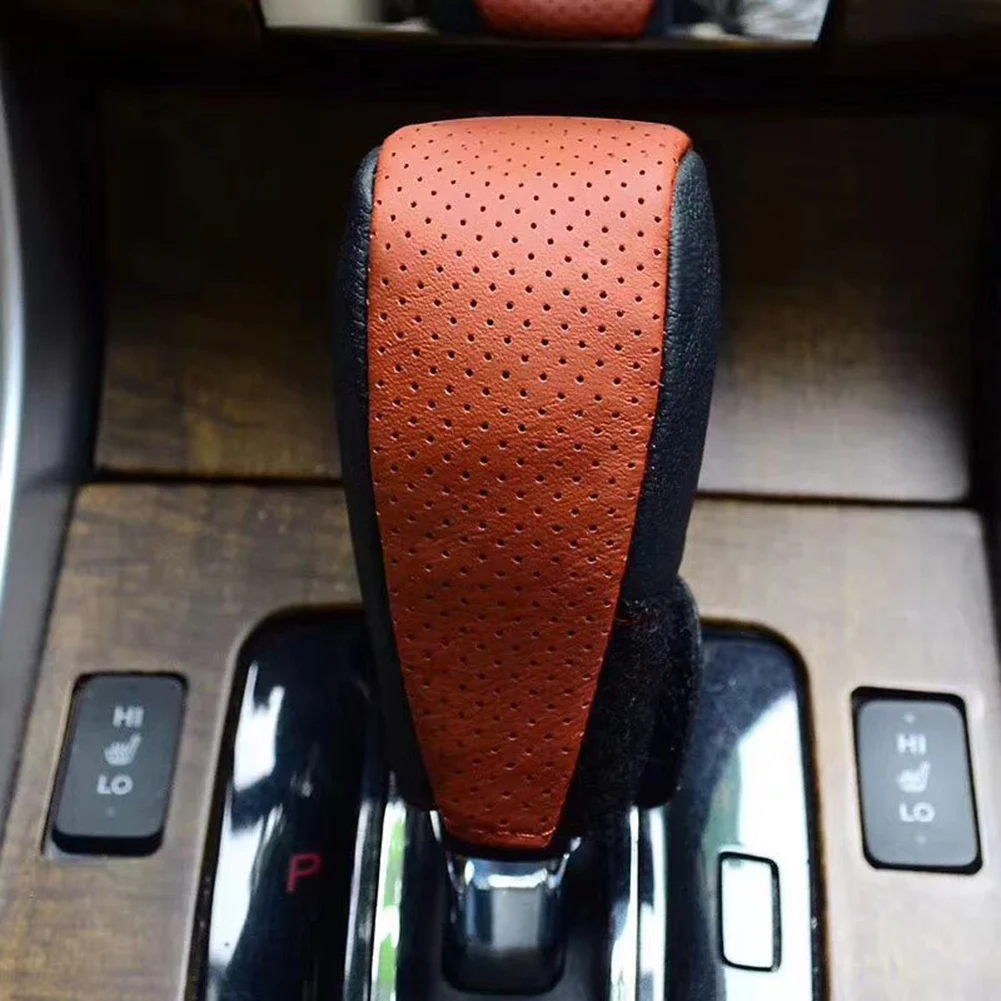 Shift Knob Cover Comfortable PU Leather Handbrake Protector with Non Slip Gear Shift Knob Cover Car Fit Shift Knob