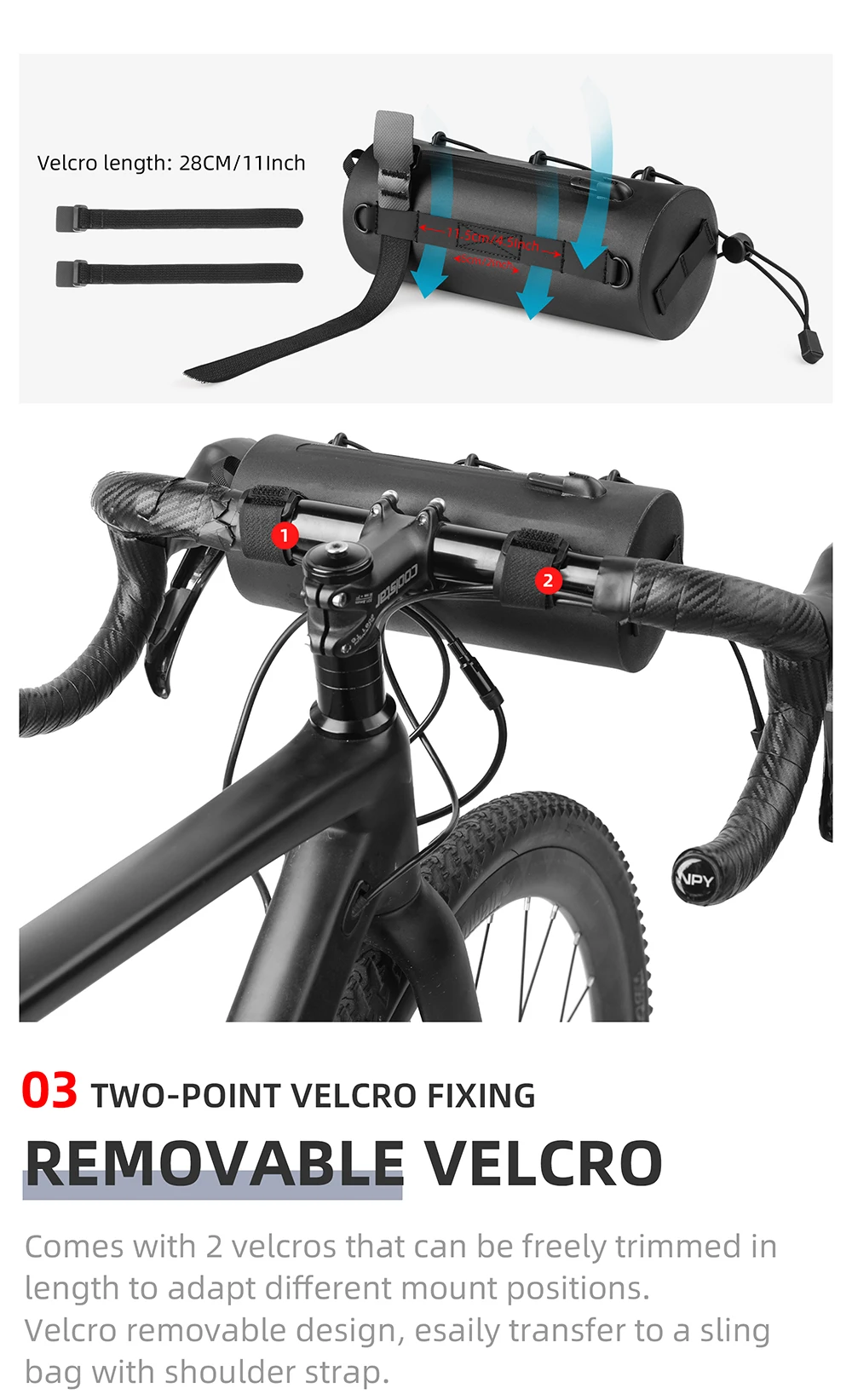 Rhino walk Fahrrad lenker tasche 1,9 l wasserdichte Bick Front Tube Bag Outdoor Rennrad Packt asche neu – Detail 8