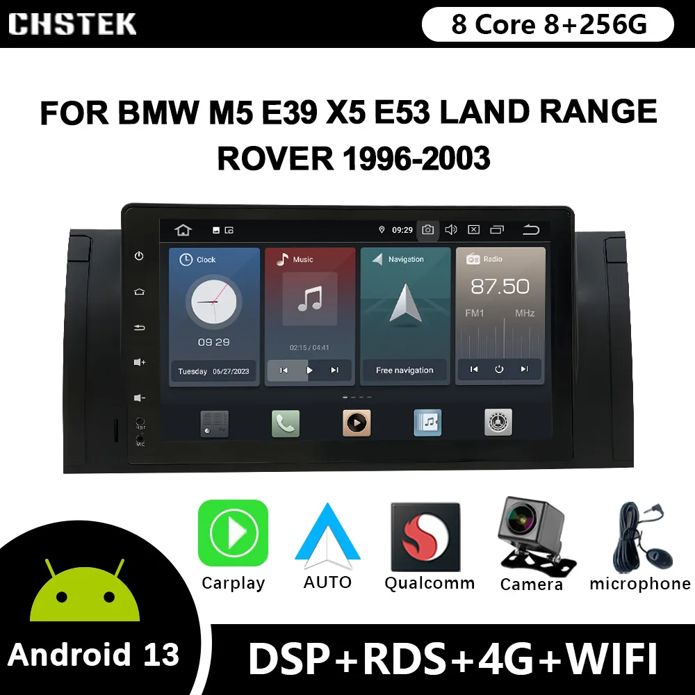 

CHSTEK Car Radio Android 12 CarPlay Navigation Bluetooth For BMW 5 Series M5 E39 X5 E53 Land Range Rover 1996-2003 Qualcomm WIFI