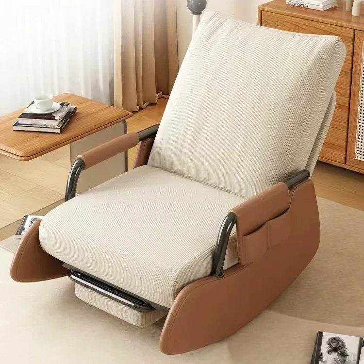 Nordic Luxury Reclining Chair INS Folding Rocking Chair Living Room Relax Lazy Armchair Designer Soft Sofas Ergonomic Furniture