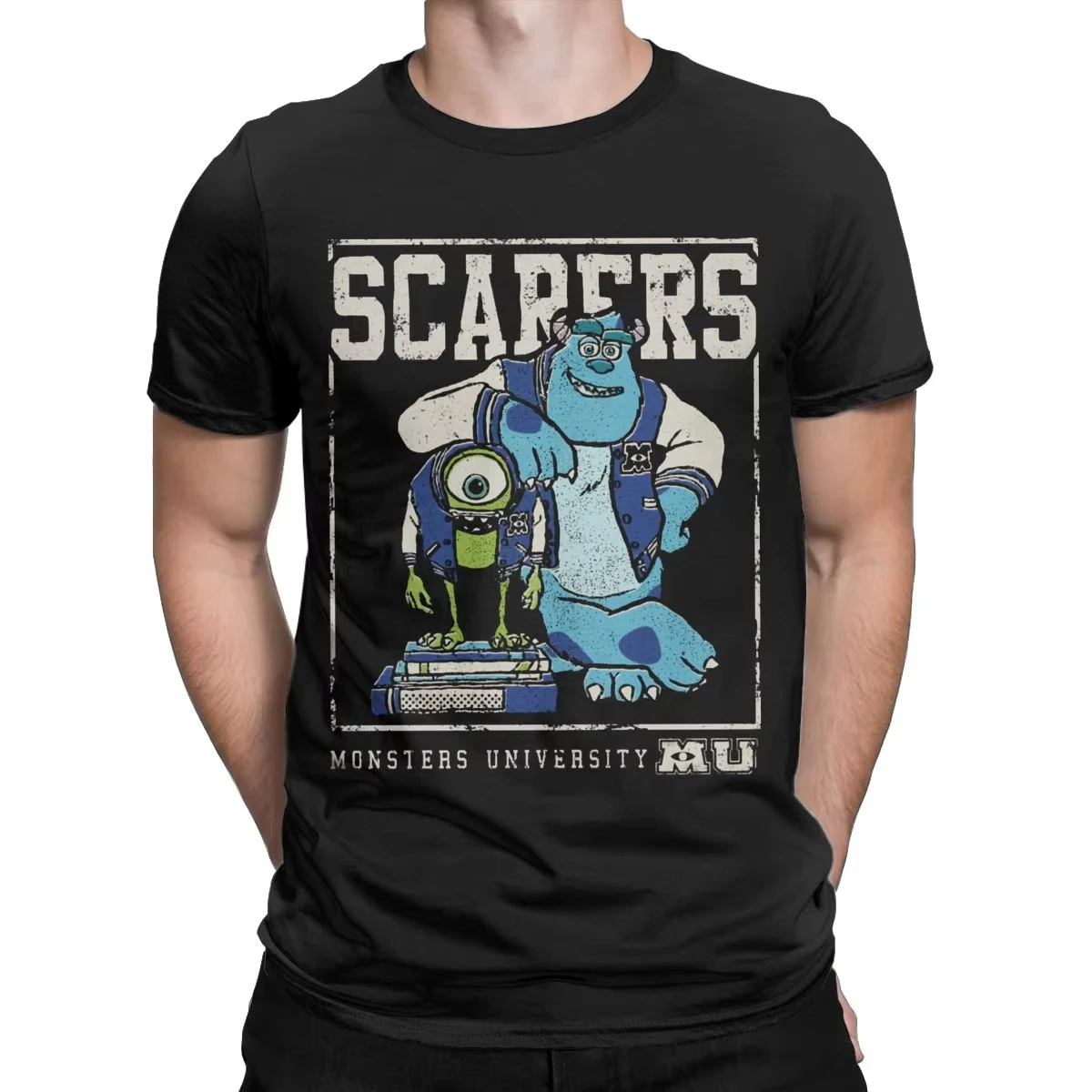 

Мужские футболки Varsity Scarers Monsters Inc. Джеймс П. Салливан, одежда из чистого хлопка, футболка с круглым вырезом, Новое поступление, футболки