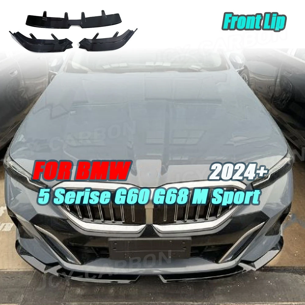 

Front Bumper Lip Spoiler for BMW 5 Serise G60 G68 2024+ Carbon Look Front Lip Splitters Chin Apron Body Kit Accessories
